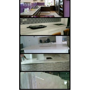 Marble Cream Desk Ujung Pandang Marble Makasar Kitchen Kitchen Wastafel Bar Pantry Counter