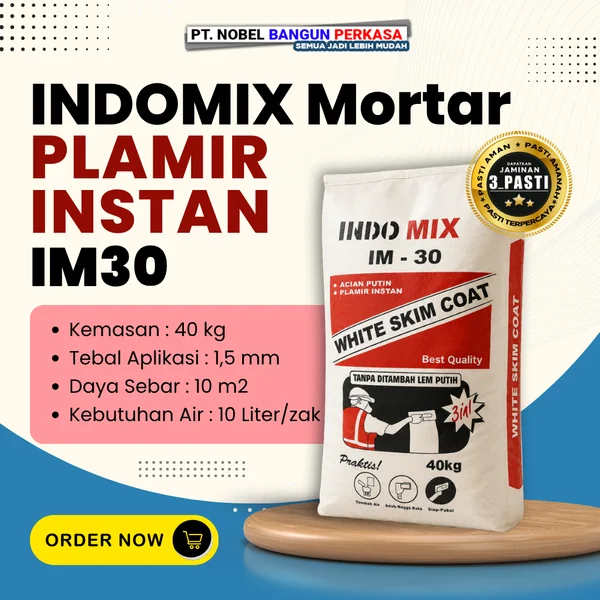 Semen Mortar Indomix Plamir Instan Dinding Tembok IM30 40 Kg Siap Kirim Seluruh Indonesia