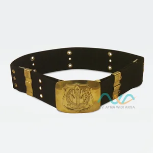 Belt / PDH Polri TNI Buckle / Brasso Nylon Black Yellow Belt
