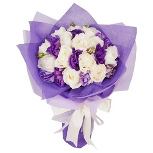 Purple White Wedding Hand Flowers 07