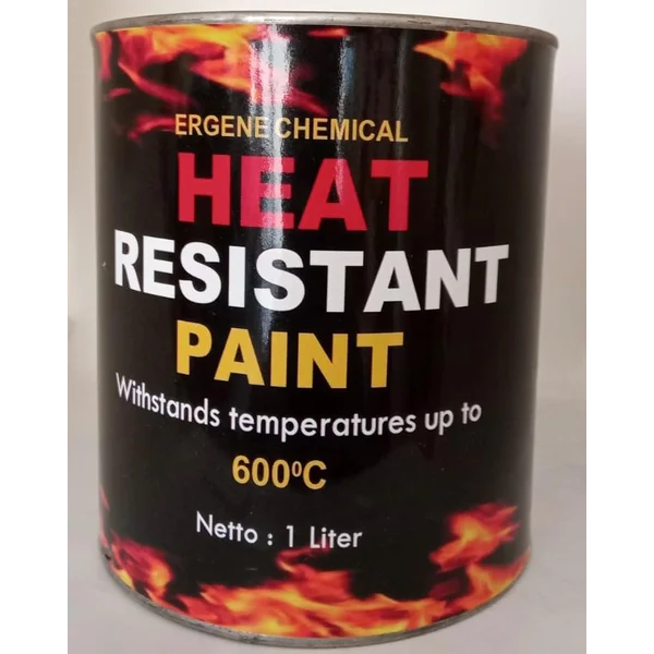 Cat Tahan Panas 600 Derajat Celsius - Cat Suhu Tinggi - Cat Tahan Api - Hitam Mengkilap - Silver - 1 Liter - Ergene Hr.600