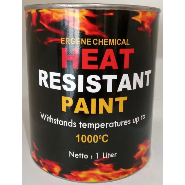 Cat Tahan Panas 1000 Derajat Celsius - Cat Suhu Tinggi - Cat Tahan Api - Hitam Mengkilap - Silver - 1 Liter - Ergene Hr.1000