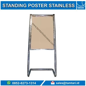 Standing Poster Stainless Kaki L - Papan Nama