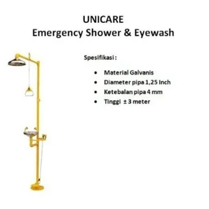 Unicare Emergency Shower Eyewash Galvanis Kuning Industri