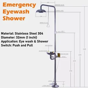 Emergency Eyewash Shower Stainless Steel 304 Darurat Industri