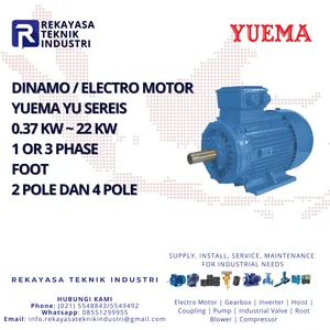 DINAMO LISTRIK / ELECTRO MOTOR YUEMA YU SERIES 0.37 KW ~ 22 KW 1 DAN 3 PHASE KAKI 2 POLE DAN 4 POLE