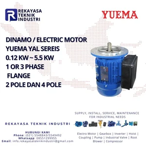 DINAMO LISTRIK / ELECTRIC MOTOR YUEMA SERI YAL 0.12 KW ~ 5.5 KW 1 OR 3 PHASE FLANGE 2 POLE DAN 4 POLE