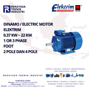 DINAMO LISTRIK / ELECTRIC MOTOR ELEKTRIM  0.37 KW ~ 22 KW 1 DAN 3 PHASE KAKI 2 POLE DAN 4 POLE