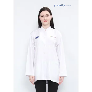 Seragam Kerja Medis / Klinik Putih Kerah Shanghai Custom Logo