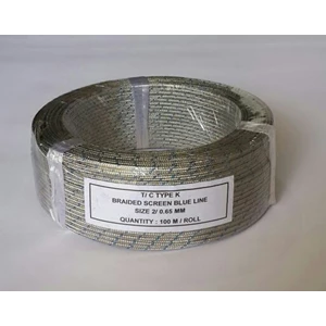 Kabel Thermocouple Type K Braided Screen Blue Line Size : 2/0.65mm