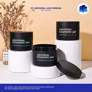 Botol Kosmetik Jar Packaging Skincare Luxury Cosmetic Jars 200g Frosted Black Empty Pet Plastic Cream Container by Universal botol kosmetik