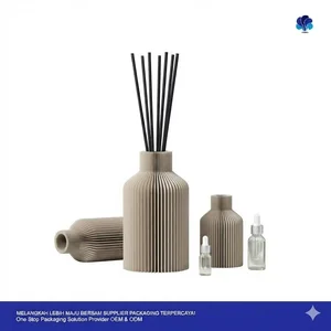Botol Reed Diffuser Tekstur Garis Vertikal Minimalis Ribbed Pleated