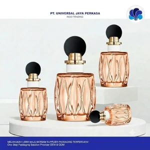 Botol Parfum Kaca Faset Diamond Rose Gold Tutup Cakram Hitam