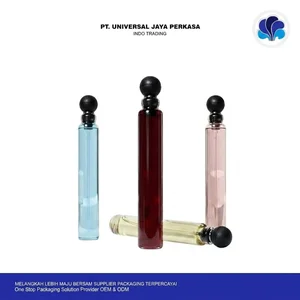 Botol Parfum Kaca Tabung Ramping Tutup Bola Hitam  Kemasan Travel Friendly