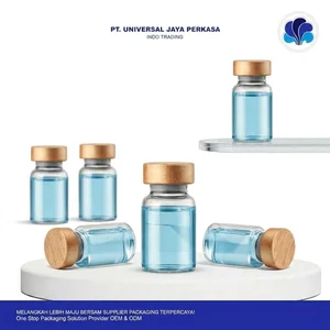 Botol Kaca Ampoule Vial Bening Tutup Motif Kayu Kemasan Serum Klinis Organik