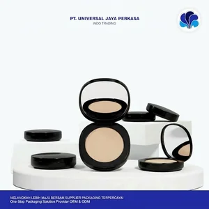 Wadah Bedak Padat Compact Hitam Glossy Kemasan Kosmetik Elegan