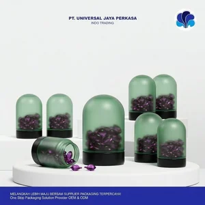 Jar Suplemen Frosted Hijau Sage Bentuk Kapsul  Kemasan Wellness Modern