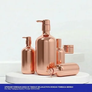 Set Botol Kosmetik Tembaga Mewah (Rose Gold / Copper Metallic) Kemasan Skincare & Body Care Eksklusif