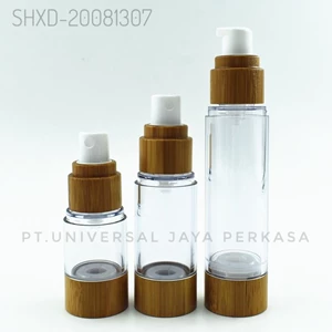 Airless pump lotion bottle Plastic bottle for essential oil bamboo