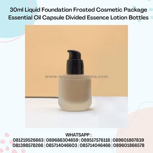 BOTOL FOUNDATION CREAM DAN FROSTED CAP PUMP HITAM GLOSSY 30ML 