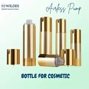 Botol Airless, botol pompa vakum tutup pompa gold 15ml 30ml 50ml