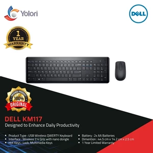 Dell Wireless Keyboard Mouse KM117 BLK