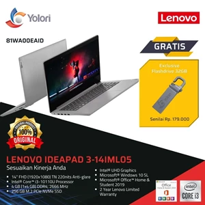 Lenovo Ideapad Slim 3 14IML05 i3-10110U 4GB 256GB Win 10+OHS 14 FHD