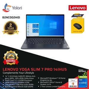 Laptop Notebook Lenovo Yoga Slim 7 Pro 14IHU5 i7-11370H 16GB 1TB SSD Nvidia MX450 2GB Windows 10 OHS 2019 Touch (82NC002HID)