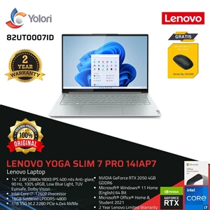 Laptop Notebook Lenovo Yoga Slim 7i Pro 14IAH7 i7-12700H 16GB 1TB SSD Nvidia RTX 2050 4GB Windows 11 OHS 2021 (82UT0007ID)