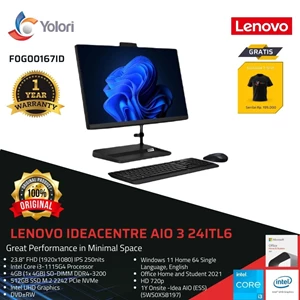 Desktop All in One Lenovo IdeaCentre AIO 3 24ITL6 i3-1115G4 4GB 512GB Intel UHD Windows 11 OHS 2021