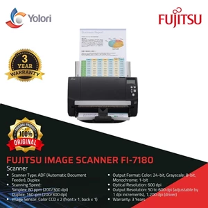 Fujitsu Image Scanner fi-7180 Garansi Resmi Fujitsu