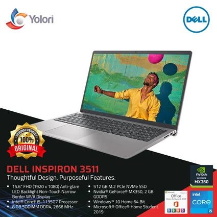 Dari Laptop Notebook Dell Inspiron 3511 I5-1135G7 8Gb 512Gb Nvidia Mx350 2Gb Windows 10 + Ohs 0