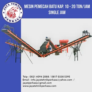 Mesin Pemecah Batu Single Jaw Kap. 8 - 20 Ton/Jam