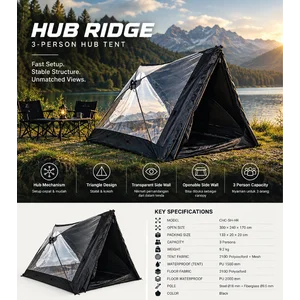 Wild Land New Style 3 Person Triangle Tent- Hub Ridge cocok untuk camping dan kemah