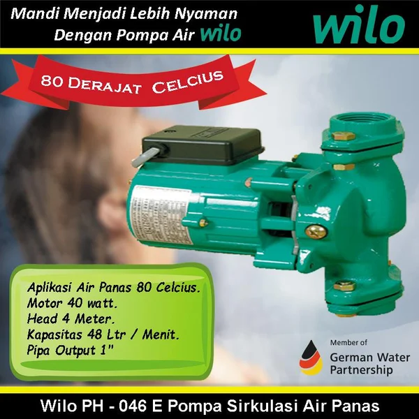 Wilo PH - 046 E Pompa Sirkulasi Air Panas 80 Celcius (Hot Water Circulation Pump)