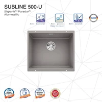 BLANCO Subline 500-U Silgranit Kitchen Sink - Undermount - Hitam