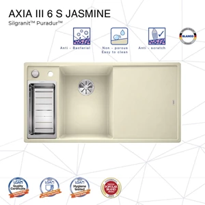 BLANCO Axia III 6S Silgranite Kitchen Sink - Silgranit Dish Washing Tub - Jasmine