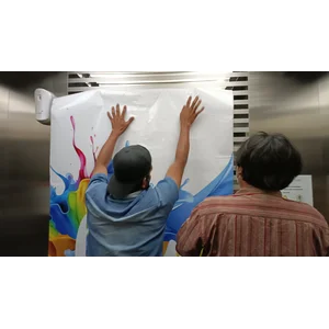 Wallpaper - Pemasangan Branding interior- lift - sticker dinding