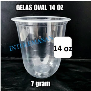 Plastik Cup OVAL 14 oz / 7 gram / Gelas BOBA / GELAS THAI TEA / gelas plastik