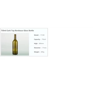 Botol Kaca 750Ml Bordeaux