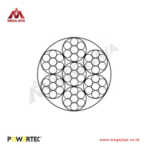 Wire Rope POWERTEC 7x7 + IWRC (STANDARD EN 12385-4 / SERTIFIKAT RESMI / LULUS UJI TARIK)