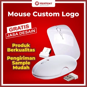MOUSE WIRELESS BLUETOOTH - Mouse dan Keyboard Dengan Cetak Logo Custom Warna Putih Untuk Souvenir Perusahaan Dan Kantor - HERVENT