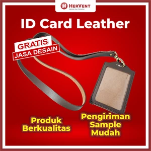 LEATHER ID CARD STRAP - Name Tag Strap Can Print Custom Logos for Companies and Offices - HERVENT