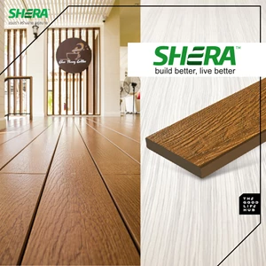SHERA Color Through Floor Plank V-Cut Edge Cassia Texture Cheznut Brown