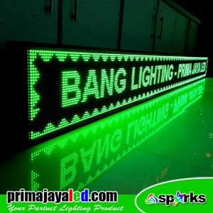 Lampu LED Running Text Display Teks Hijau 393cm X 37cm