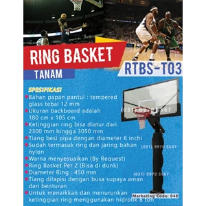 Ring Basket Tiang Tanam Rtbs-T03 Tiang Basket Akrilik Dewasa