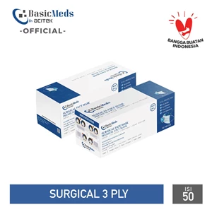 Basicmeds Surgical Mask Earloop 50 Pcs - Masker Medis 3 Ply 3Ply