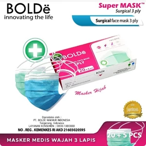 Masker Pernapasan - Bolde Super Mask Surgical Hijab Headloop 3 Ply (25 Pcs) 