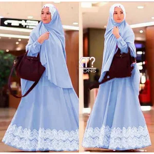 Baju Muslim LV syari bahan spdk korea mix brukat + bergo mix brukat + sleting depan