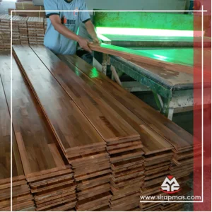 Lantai Kayu Parket Jati Fjl Uv Coating Ukuran 1.5 X 15 X 182 Cm
